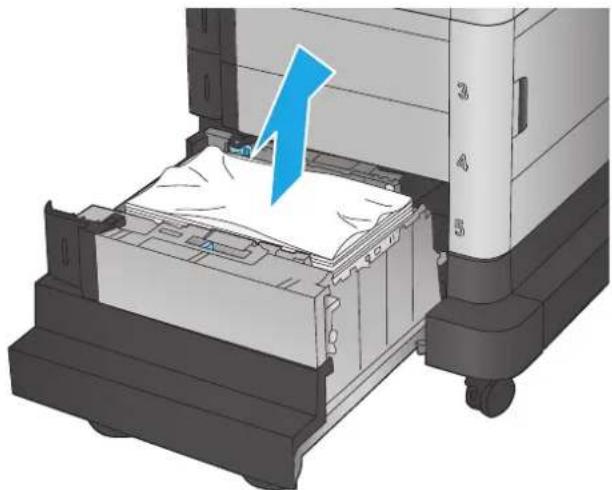 HP LaserJet M680F - Clear jams in the 1,500-sheet high-capacity input tray and the lower-right door - 2
