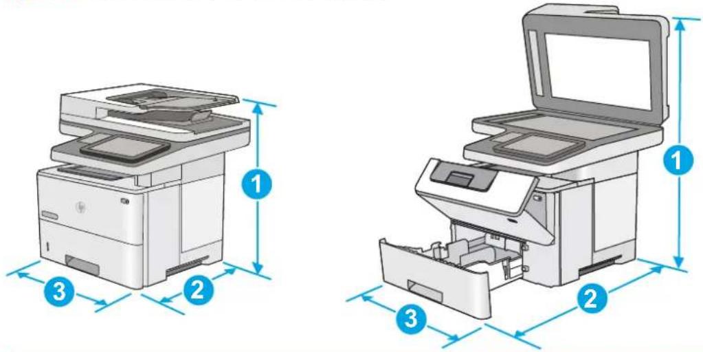 HP LaserJet M527f - Printer dimensions - 1
