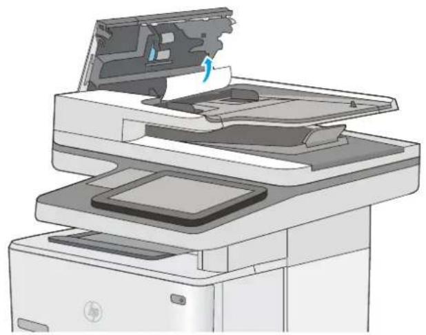 HP LaserJet M527f - Clear paper jams in the document feeder - 3