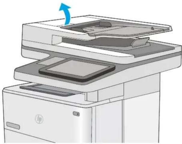 HP LaserJet M527f - Clean the pickup rollers and separation pad in the document feeder - 1