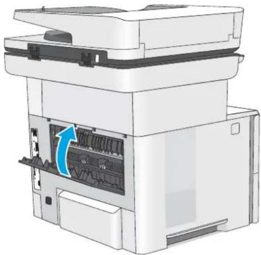 HP LaserJet M527f - Clear paper jams in the rear door and the fuser area - 4