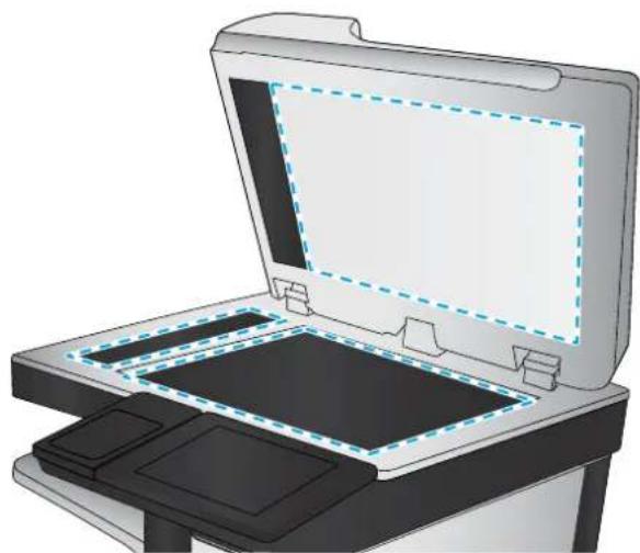 HP LaserJet M527f - Check the scanner glass for dirt and smudges - 3