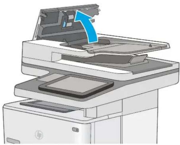 HP LaserJet M527f - Clean the pickup rollers and separation pad in the document feeder - 2