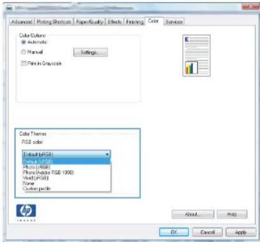 HP LaserJet Pro M276NW - Change the color theme for a print job - 1