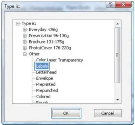 HP LaserJet Pro M276NW - Select the paper type (Windows) - 5
