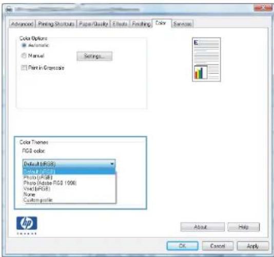 HP LaserJet Pro M276NW - Change the color theme for a print job (Windows) - 2