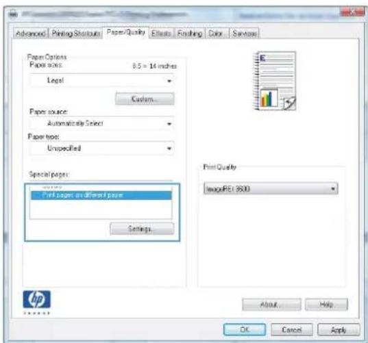 HP LaserJet Pro M276NW - Print the first or last page on different paper (Windows) - 3