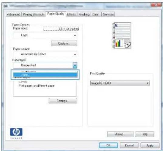 HP LaserJet Pro M276NW - Select the paper type (Windows) - 3