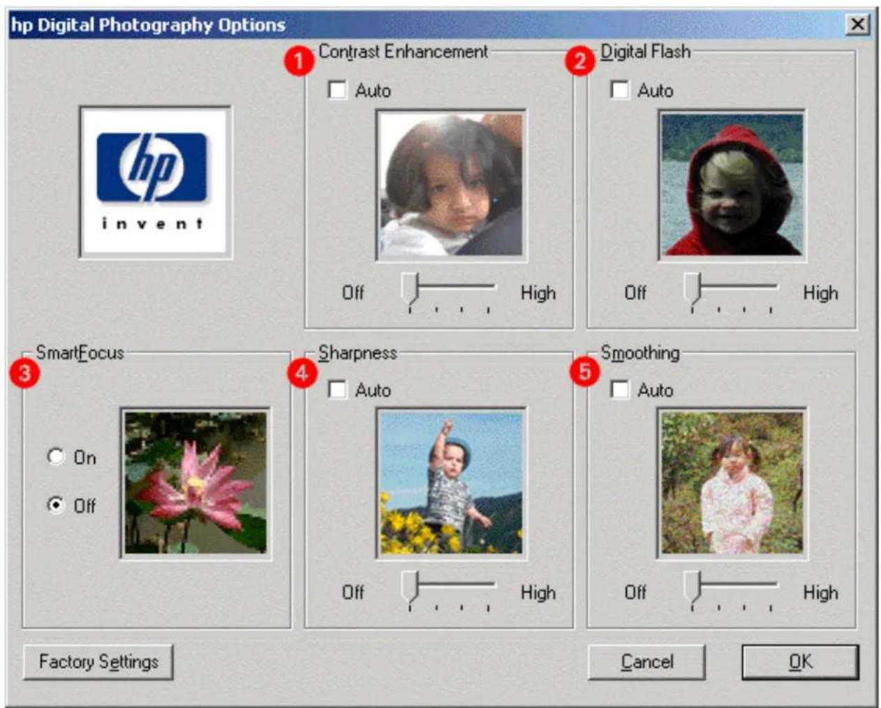 HP Deskjet 6127 - using the hp digital photography options dialog box - 1
