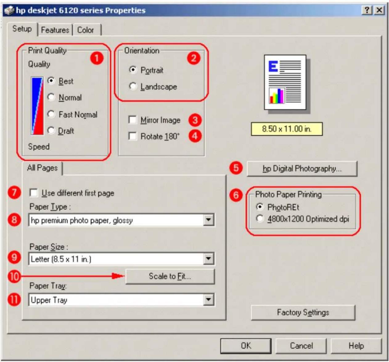 HP Deskjet 6127 - setup tab - 1