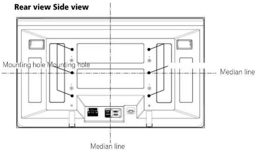 Rear view Side view Mounting hole Mounting hole Median line Median line
