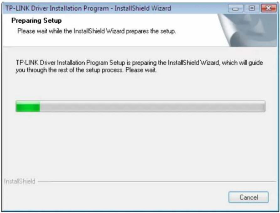 TP-LINK Driver Installation Program - InstallShield Wizard Preparing Setup Please wait while the InstallShield Wizard prepares the setup. TP-LINK Driver Installation Program Setup is preparing the InstallShield Wizard, which will guide you through the rest of the setup process. Please wait. InstallShield Cancel
