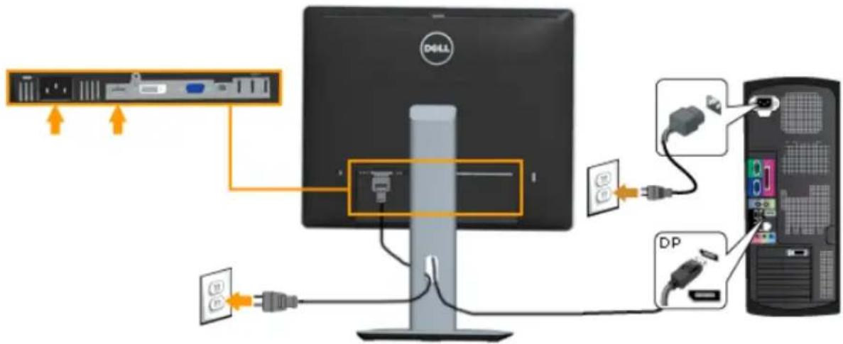 DELL P1914S - Connecting the black DisplayPort cable - 1