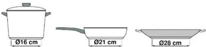 Ø16 cm Ø21 cm Ø28 cm