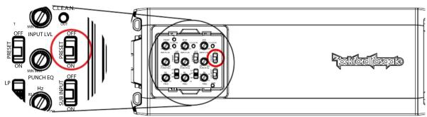 CLETAM OFFSET ON INPUT LVI RESET ON OFF ON PUNCH EQ OFF LP H1 SIN INUT ON SIN RENT ON SIN RENT SIN RENT