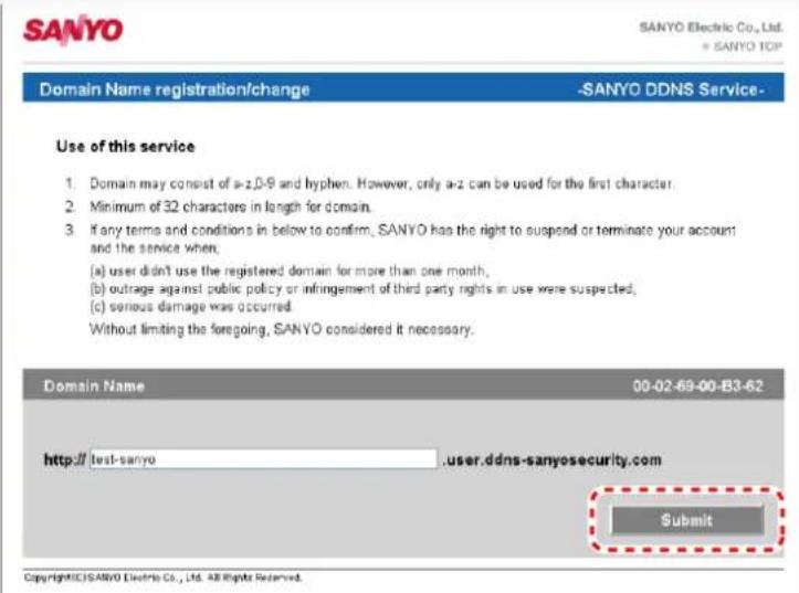 SANYO VCC-HD2100P - Click REGISTER to access the SANYO DDNS service site and register your domain name. - 3