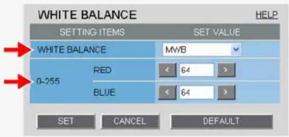 SANYO VCC-HD2100P - Configuring the Manual White Balance Mode (MWB) - 1