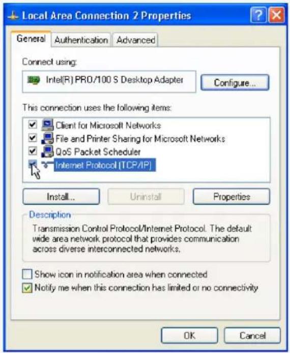 SANYO VCC-HD2100P - In the [This connection uses the following items:] list box, select the [Internet Protocol (TCP/IP)] check box. - 1