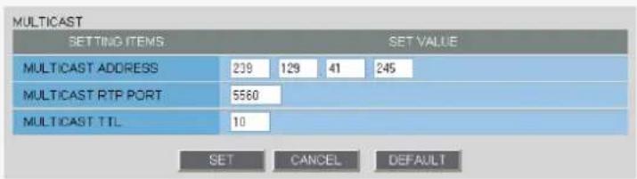 SANYO VCC-HD2100P - Configuring Multicast settings - 1