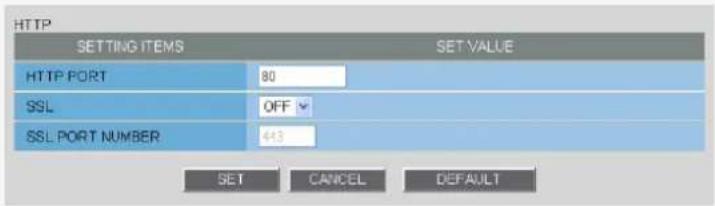 SANYO VCC-HD2100P - Configuring HTTP settings - 1