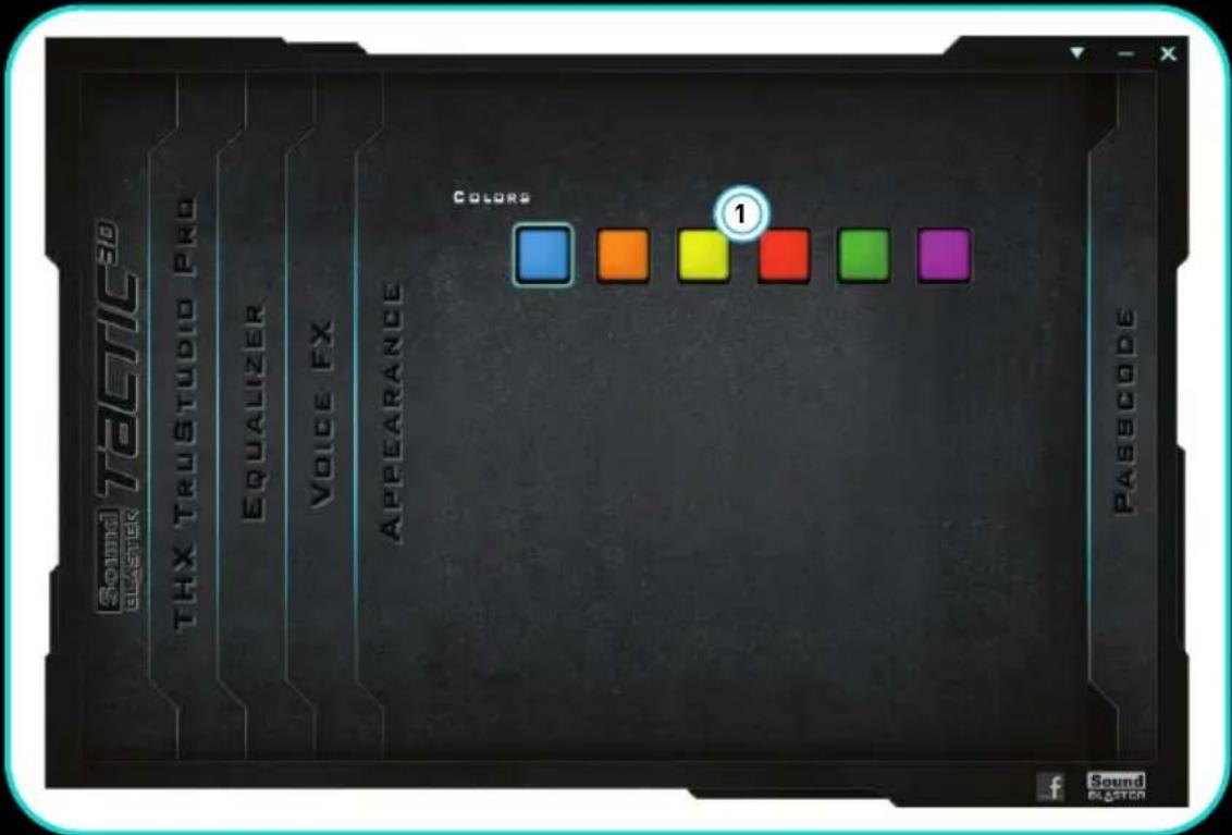 Sound TACOIC ELASTIK THX TRUSTUDIO PRO EQUALIZER VOICE FX APPEARANCE COLORS ① PASSCODE f Sound ELOSTON