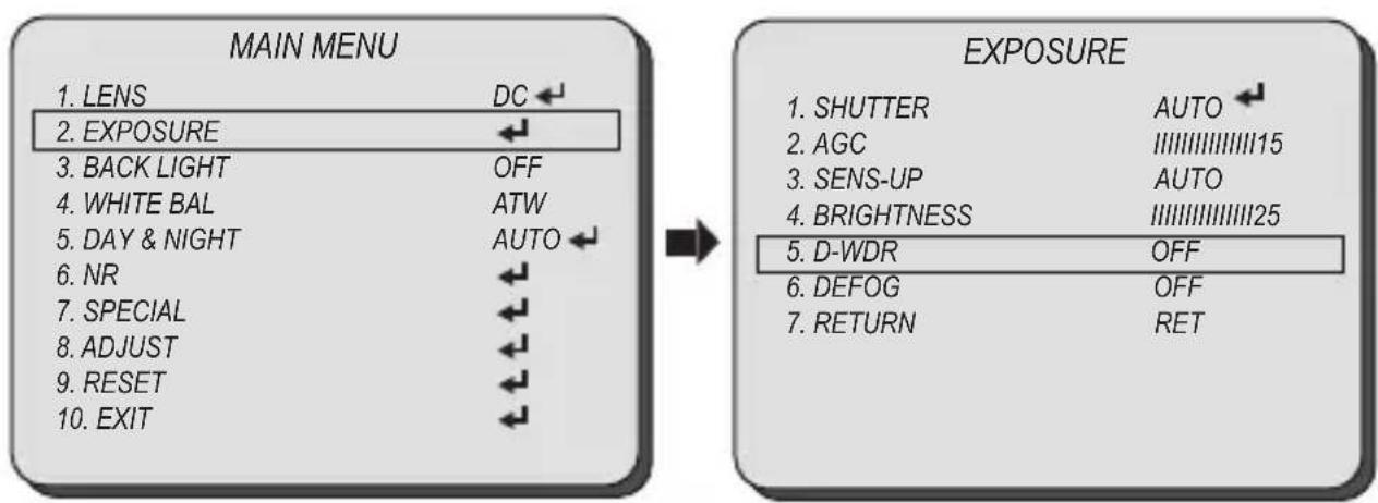 MARSHALL CV500-M2 - ■ D-WDR : DWDR(ACCE) illuminates darker areas of an image while retaining the same light level for brighter areas to even out the overall brightness of images with high contrast between bright and dark areas. - 1