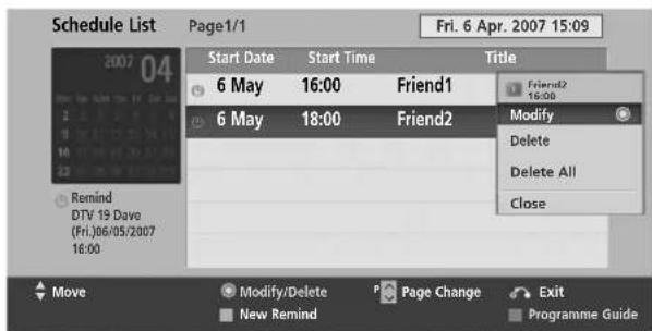 LG 55LH95QD - Button Function in Schedule List Mode - 8
