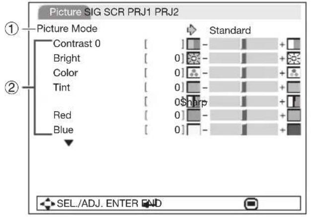 SHARP PG-LX3500 - Picture Adjustment ("Picture" Menu) - 1