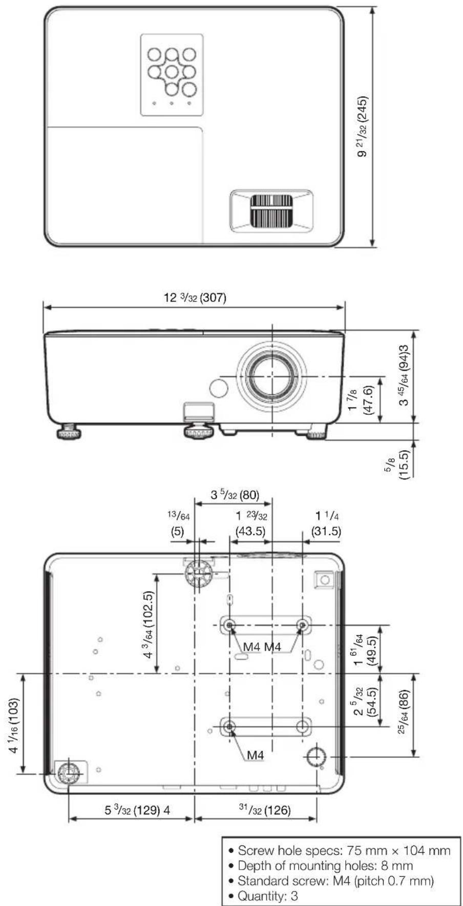 SHARP PG-LX3500 - Dimensions - 1