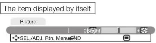 The item displayed by itself Picture OBright SEL./ADJ. Rtn. Menu END