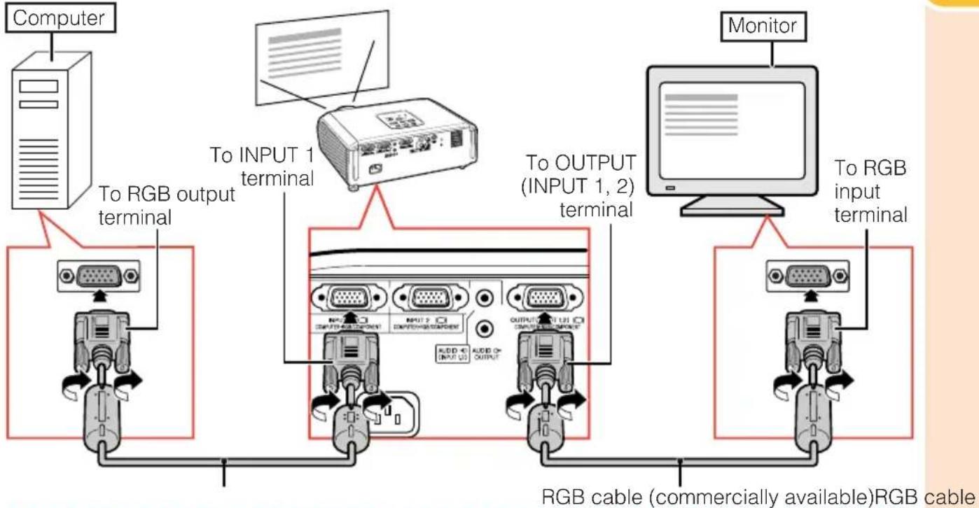 SHARP XR-20X - Connecting to a Monitor with RGB Input Terminal - 1