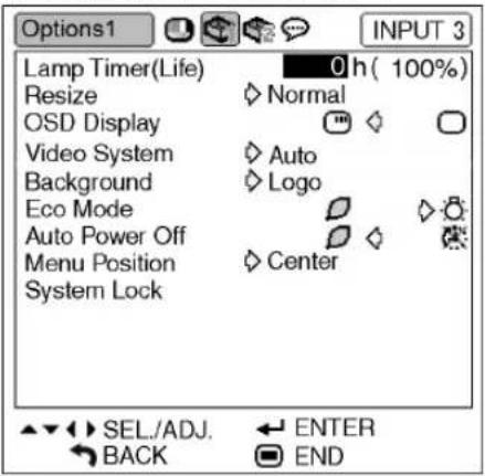 SHARP PG-MB60X - "Options1" menu - 1