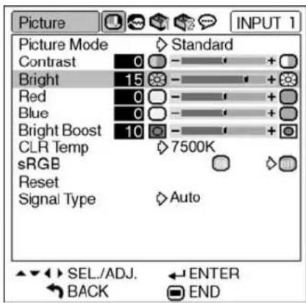 SHARP PG-MB60X - Press ◀ or ▶ to adjust the item selected. - 1