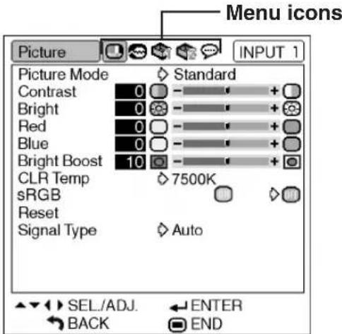SHARP PG-MB60X - Menu Selections (Settings) - 2