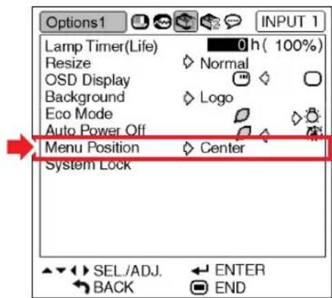 SHARP PG-MB60X - Selecting the Menu Screen Position - 1