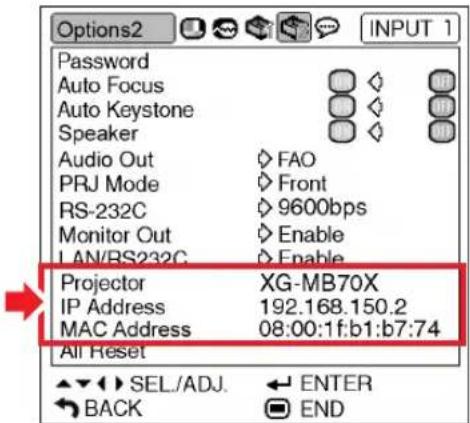 SHARP XG-MB70X - Confirming the Network Information for the Projector - 1
