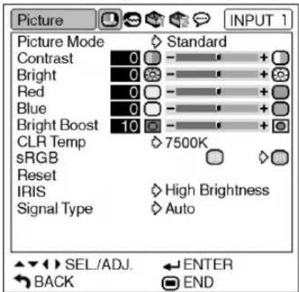 SHARP XG-MB70X - "Picture" menu - 1