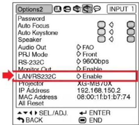 SHARP XG-MB70X - LAN/RS232C Setting - 1