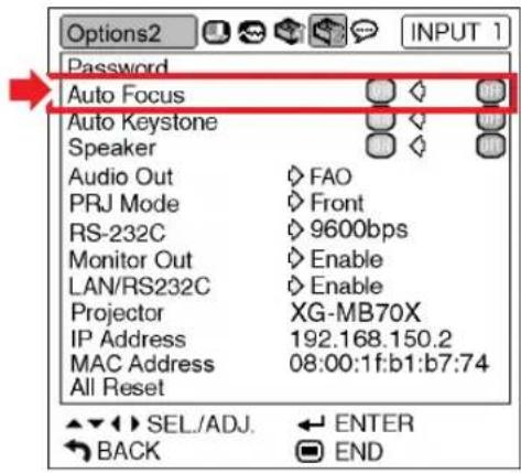 SHARP XG-MB70X - Auto Focus Setting - 1