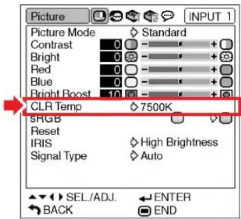SHARP XG-MB70X - Adjusting the Color Temperature - 1