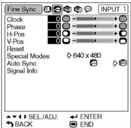 SHARP XG-MB70X - "Fine Sync" menu - 1