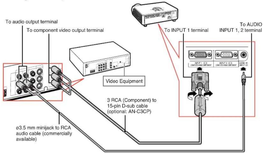 SHARP XG-MB70X - When connecting video equipment with component video output terminal - 1