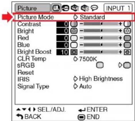 SHARP XG-MB70X - Selecting the Picture Mode - 1