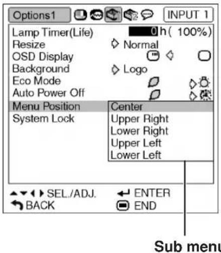 SHARP XG-MB70X - Press ▲▲r ▼▼ to select the i t e m you want to set, and then press ▶ to display the sub menu. - 3