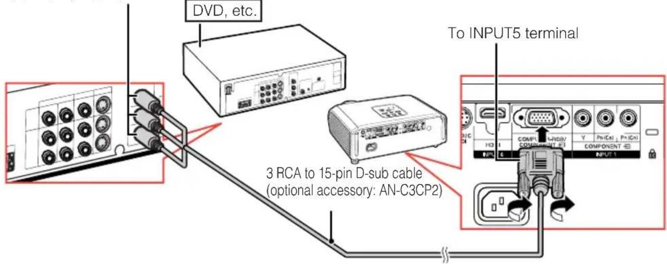 SHARP DT-510 - When connecting the component video equipment to the computer-RGB/component input terminal on the projector (INPUT5) - 1