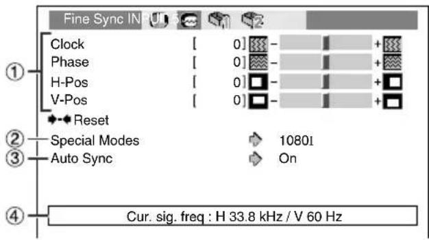 SHARP DT-510 - Computer Image Adjustment ("Fine Sync" menu) - 1