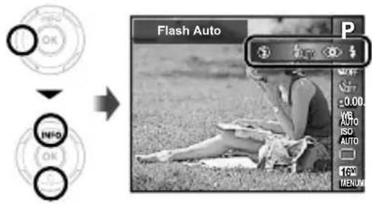 OLYMPUS Stylus VR-360 - Select the flash option in the shooting function menu. - 1