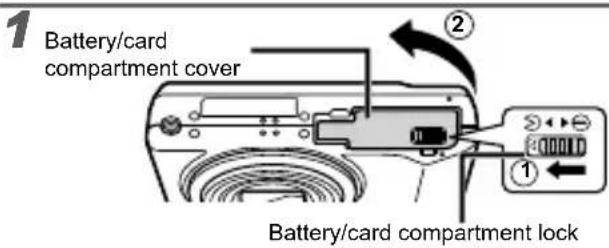 OLYMPUS Stylus VR-360 - Inserting the battery and card - 1