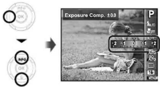 OLYMPUS Stylus VR-360 - Select the exposure compensation option in the shooting function menu. - 1