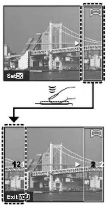 OLYMPUS Stylus VR-360 - Press the shutter button to take the first frame, and then compose the second shot. - 1